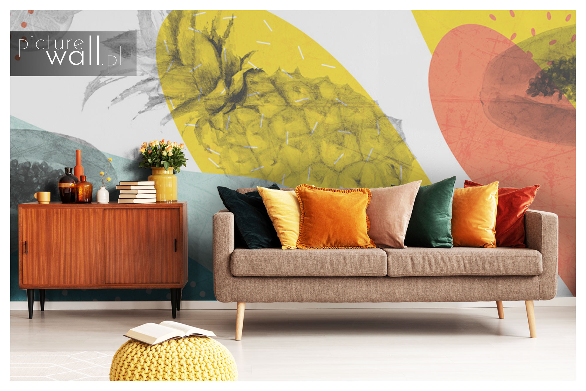 FOTOTAPETA KOLAŻ Z ANANASEM